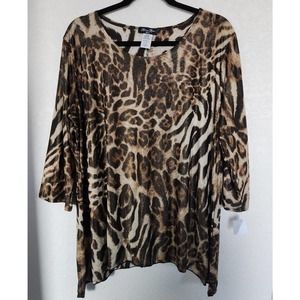 Brittany Black Leopard Blouse Tunic NWT Size 2X
